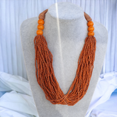 Vintage Tiny Seed Orange Glass Beads Afghanistan Tribal Jewelry Necklace