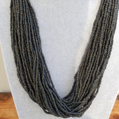 Vintage Tiny Black Glass Beads Afghanistan Tribal Jewelry Necklace Seed Beads