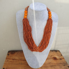 Vintage Tiny Seed Orange Glass Beads Afghanistan Tribal Jewelry Necklace
