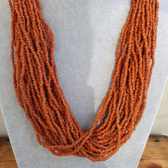 Vintage Tiny Seed Orange Glass Beads Afghanistan Tribal Jewelry Necklace