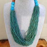 Vintage Tiny Turquoise Blue Glass Beads Afghanistan Tribal Jewelry Necklace