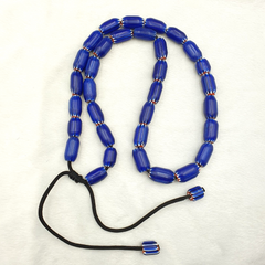 Vintage Old Blue Chevron beads Old African Glass Chevron Beads Necklace 2mm hole