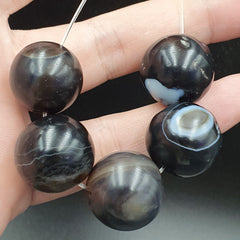 Lot 5 Antique Ancient INDO Himalaya Agate stone Bead Suleimani Agate 18-20mm