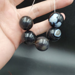 Lot 5 Antique Ancient INDO Himalaya Agate stone Bead Suleimani Agate 18-20mm