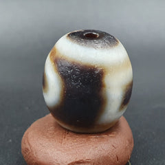 Old Antique Himalayan Tibetan Dragon 2 Eyes Dzi Amulet Bead