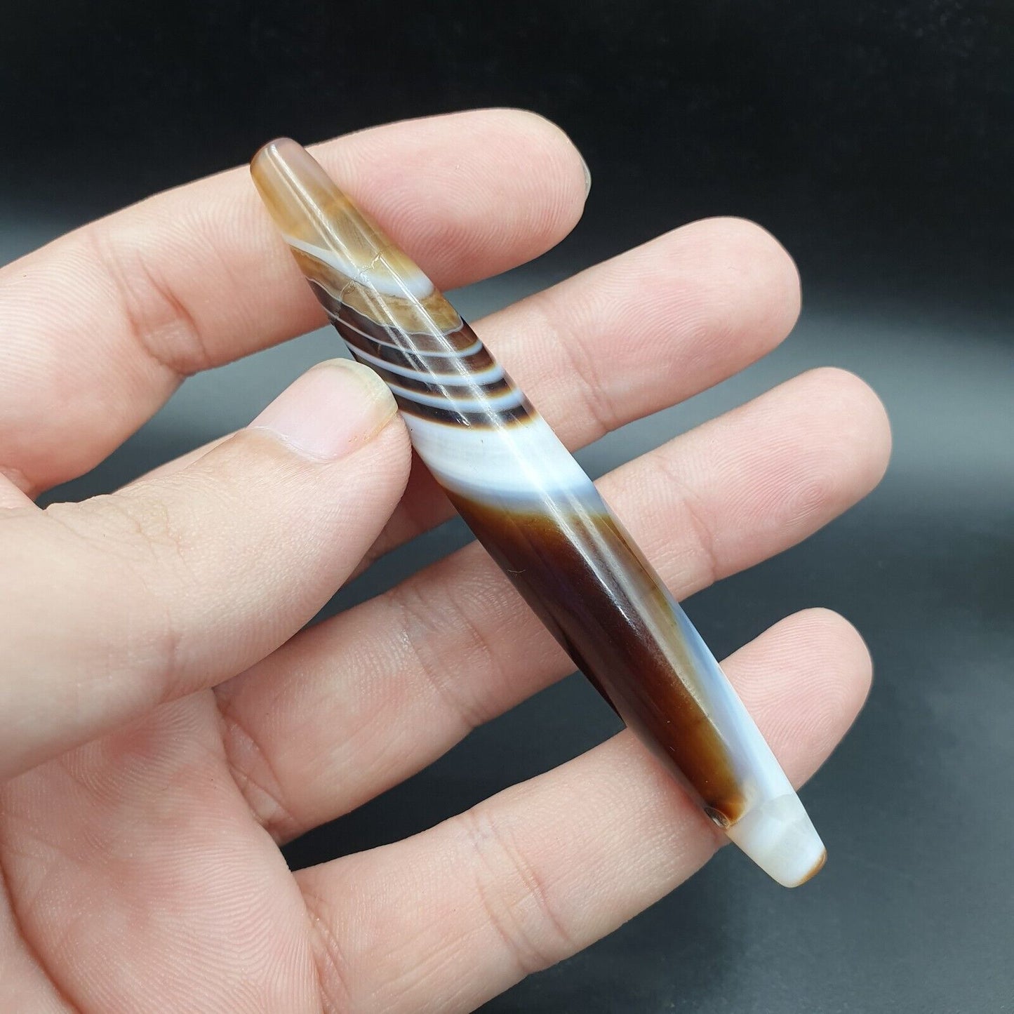 古董老瑪瑙喜馬拉雅印度西藏蘇萊曼尼眼天珠護身符長珠 #178