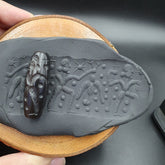 Indo Tibetan Carving Agate Eye stone Bead Amulet Hunter Hunted Bird #102112