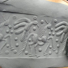 Indo Tibetan Carving Agate Eye stone Bead Amulet Horse and Flying bird  #10214