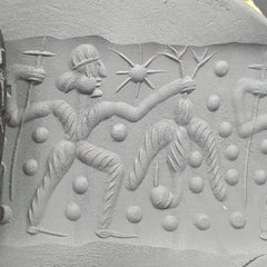 Indo Tibetan Carving Agate Eye stone Bead Amulet Hunter Hunted Bird #102112