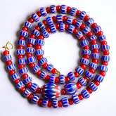 Vintage Chevrons & White Heart Venetian Multilayers Glass Beads Necklace N-209