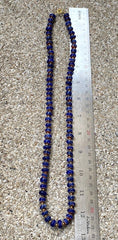Vintage Blue Chevrons Multilayers Glass Beads Necklace N-2011