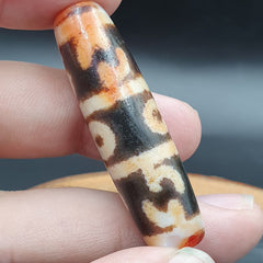 Nepalese Himalayan Tibetan Dzi Tripple Tasso 3 eyes Spiritual Amulet Mala Bead