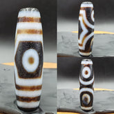 Protective Bead Amulet Vintage Old Indo Tibetan BLACK AND WHITE Agate pure 3 Eye