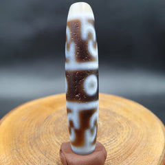 Vintage Old Himalayan Indo Tibetan 5 Eyes pattern Dzi Amulet Pendant Bead B26