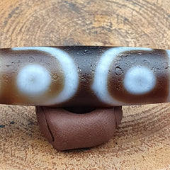 Vintage Old Himalayan Indo Tibetan 7 Eyes Dzi Amulet Pendant Bead B23