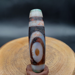 Vintage Old Himalayan Indo Tibetan 2 Eyes pattern Dzi Amulet Pendant Bead B28