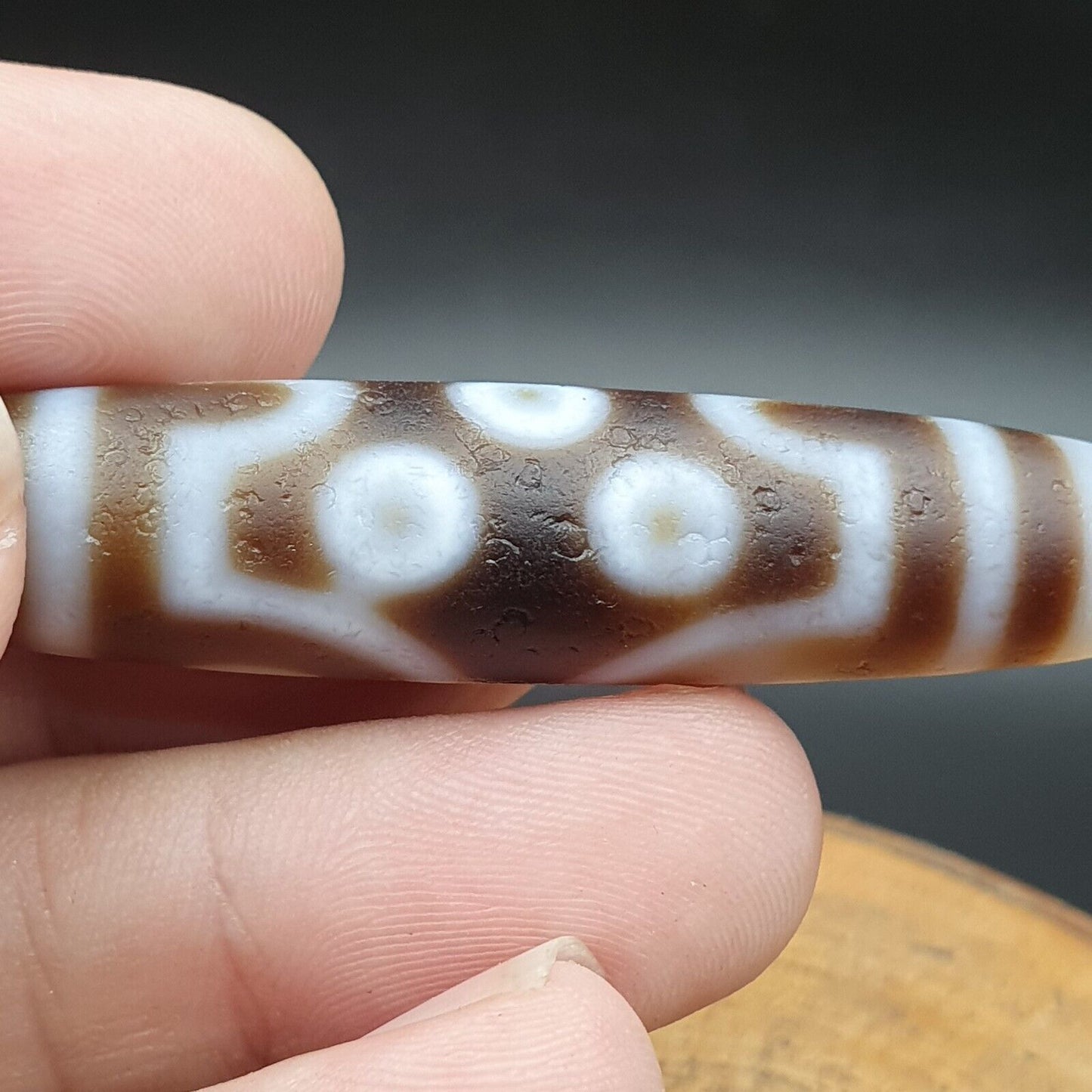 老式舊喜馬拉雅印度西藏 7 眼天珠護身符吊墜珠 B23