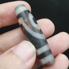 Vintage Old Himalayan Indo Tibetan 2 Eyes pattern Dzi Amulet Pendant Bead B28