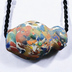 Large Ancient Mosaic Glass Gabri Bead with Decorative Motifs 65mm