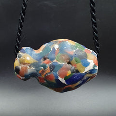 Large Ancient Mosaic Glass Gabri Bead with Decorative Motifs 65mm