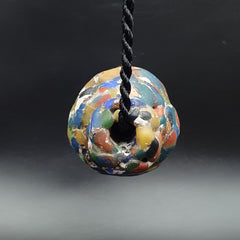 Large Ancient Mosaic Glass Gabri Bead with Decorative Motifs 65mm