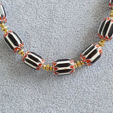 Vintage beads Old trade Black and White Chevrons Beads Necklace