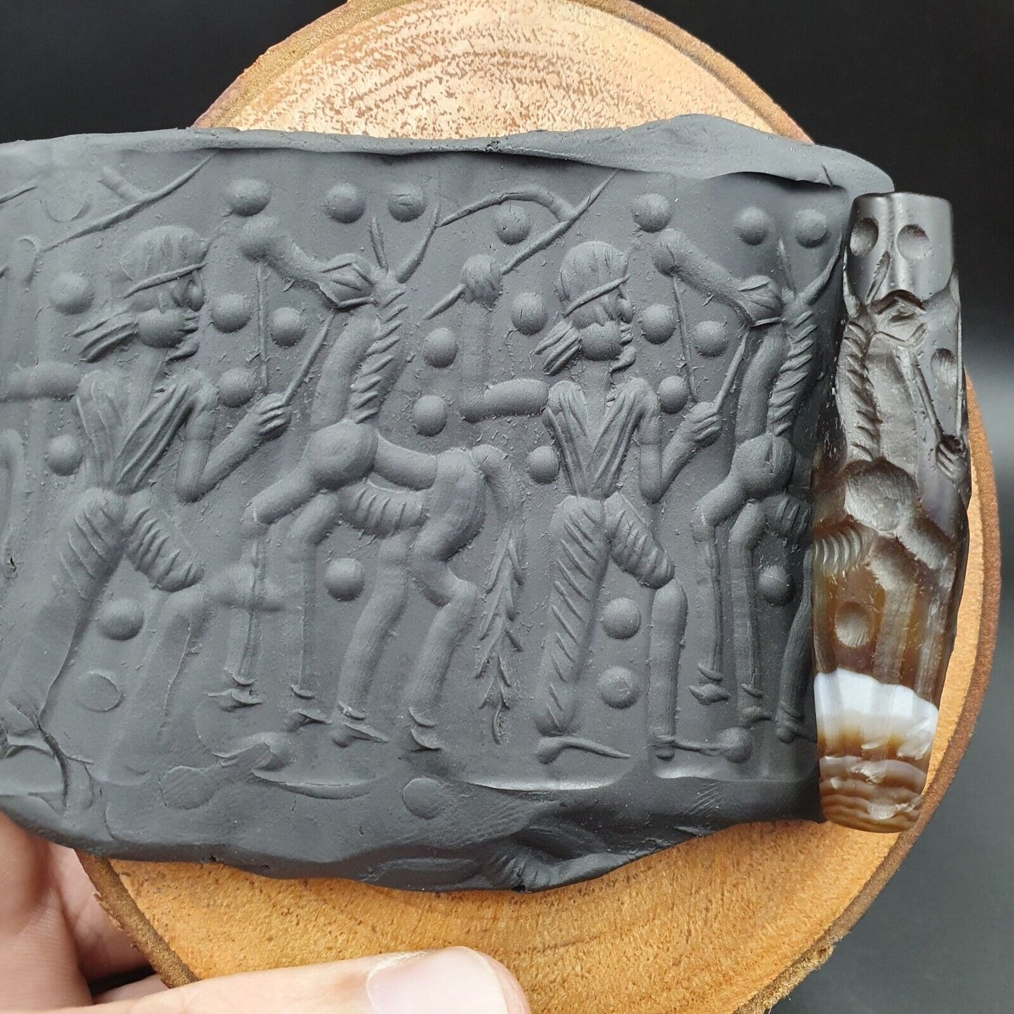 訓練馬古董古代印度西藏雕刻瑪瑙珠護身符