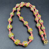 Venetian Style Trade beads yellow Chevron Glass Beads Necklace