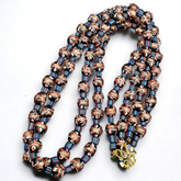 Vintage Aventurine Millefiori Black Fancy Feather glass beads 10mm 24" Necklace