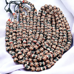 VINTAGE Venerano ART Fancy Beads 17x11-10MM Aventurine GLASS BEADS 24" Necklace