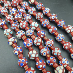 RED Skunk Venetian Style Trade Beads Dotted Eyes Beads AA Collection long strand