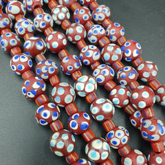 RED Skunk Venetian Style Trade Beads Dotted Eyes Beads AA Collection long strand