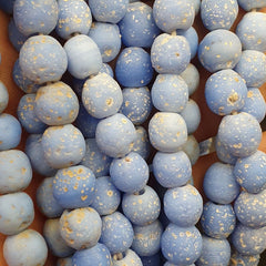 OLD Antique African Style Purple Blue GLASS Vintage BEADs 24" Strand 9-10mm