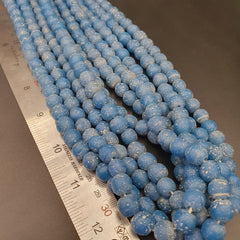 RARE and BEAUTIFUL OLD AFRICAN Blue GLASS TRADE ANTIQUE BEADs Strand 10-11MM