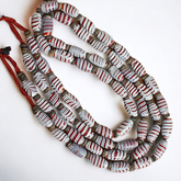 Vintage Venerano ART Fancy Feather Beads 18x9.5MM GLASS BEADS 24" Necklace F-2