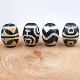 N#315 Himalayan Indo Tibetan rare Patterns Dzi Amulet Bead Lot 4 Beads