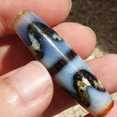 BD 13 HIMALAYAN Indo Tibetan Rusted Double Side Zigzag pattern Agate bead