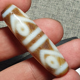 Himalayan Tibetan Agate Dzi ZIG ZAG pattern 8 Eyes Spiritual Amulet Mala Bead