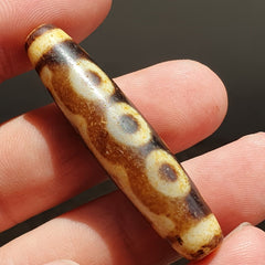 Nepalese Himalayan Tibetan Dzi Tripple Tasso 5 eyes Spiritual Amulet Mala Bead