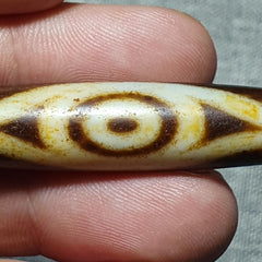 Very rare Nepalese Himalayan Tibetan Dzi Double Eyes Spiritual Amulet Mala Bead