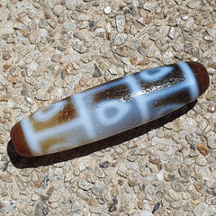 Himalayan Tibetan Agate Dzi Falling 9 Eye pattern Spiritual Amulet Mala Bead