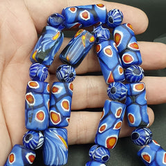 Vintage Antique African Blue Gabri Style Eyes Beads 24 Inch Long Strand