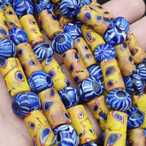 Vintage Antique African Gabri Style Eyes Beads 24 Inch Long Strand