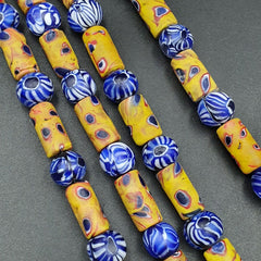 Vintage Antique African Gabri Style Eyes Beads 24 Inch Long Strand