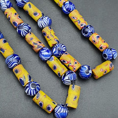 Vintage Antique African Gabri Style Eyes Beads 24 Inch Long Strand