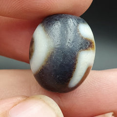 Old Antique Himalayan Tibetan Dragon 2 Eyes Dzi Amulet Bead #23