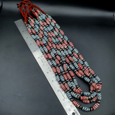 Vintage Venerano ART Fancy Feather Beads 18x9.5MM Blue Red GLASS BEADS Necklace