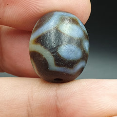 Dragon Eye Old Antique Himalayan Indo Tibetan Dragon 7 Eyes Dzi Amulet Bead #21
