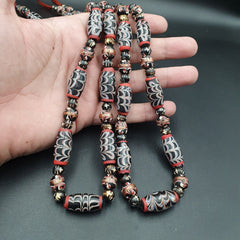 Vintage Feather Pattern Trade Beads Beaded Necklace
