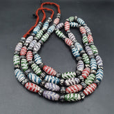 Vintage Venerano ART Fancy Feather Beads 18x9.5MM Multi clr GLASS BEADS Necklace